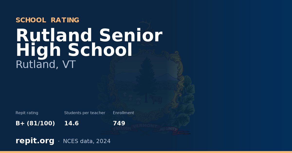 Rutland Senior High School, Rutland, VT — Repit school rating B+ (81/100)