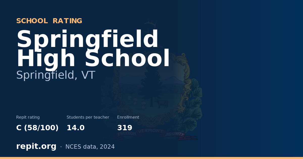 Springfield High School, Springfield, VT — Repit school rating C (58/100)