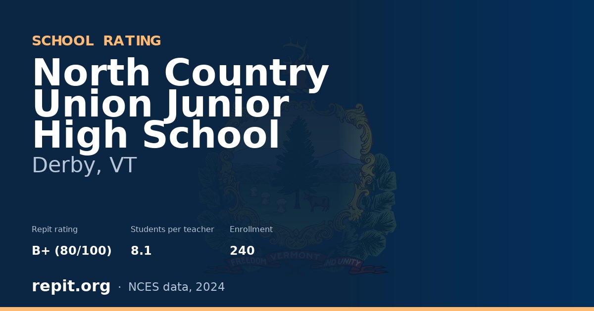 North Country Union Junior High School, Derby, VT — Repit school rating B+ (80/100)