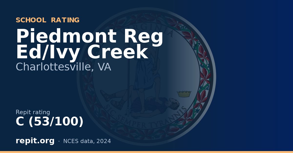 Piedmont Reg Ed/Ivy Creek, Charlottesville, VA — Repit school rating C (53/100)
