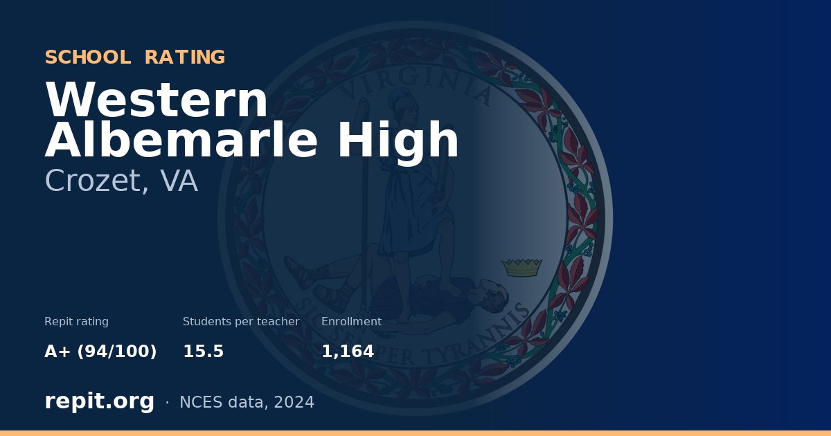 Western Albemarle High, Crozet, VA — Repit school rating A+ (94/100)