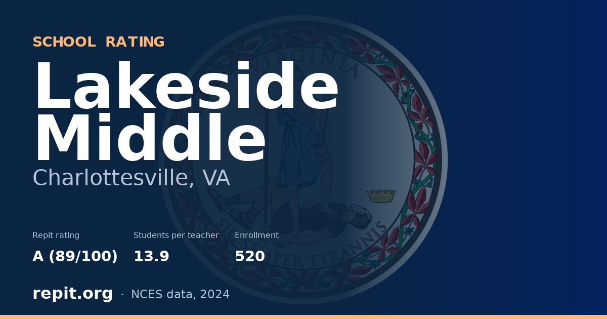 Lakeside Middle, Charlottesville, VA — Repit school rating A (89/100)