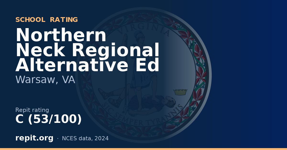 Northern Neck Regional Alternative Ed, Warsaw, VA — Repit school rating C (53/100)