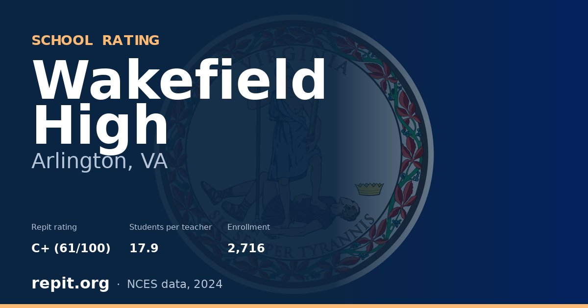 Wakefield High, Arlington, VA — Repit school rating C+ (61/100)