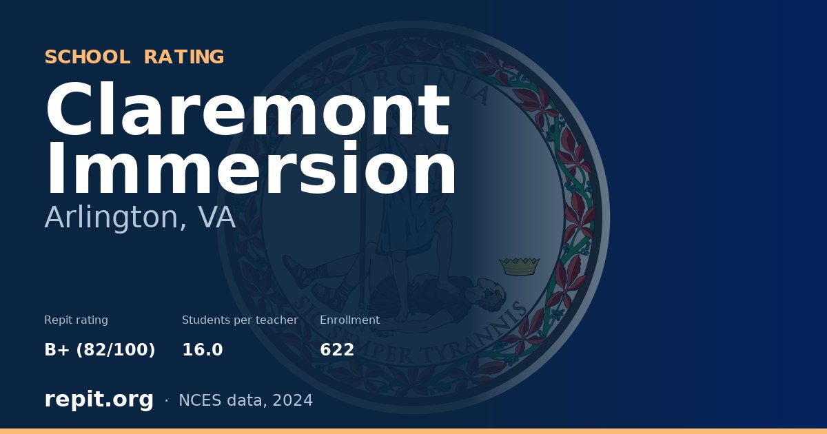 Claremont Immersion, Arlington, VA — Repit school rating B+ (82/100)