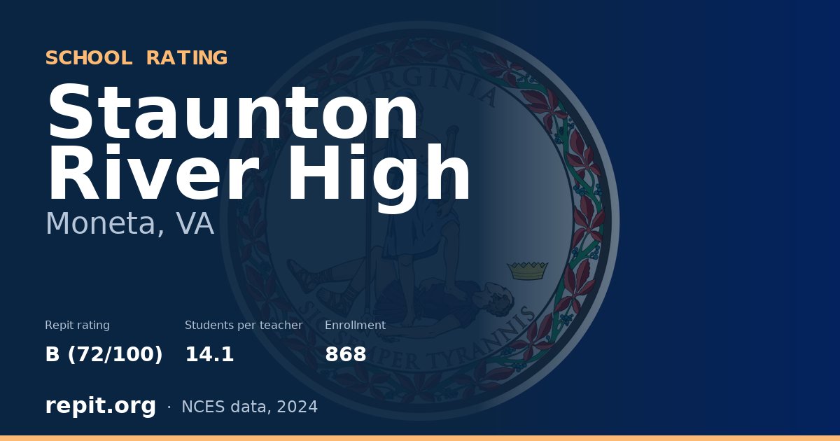 Staunton River High, Moneta, VA — Repit school rating B (72/100)