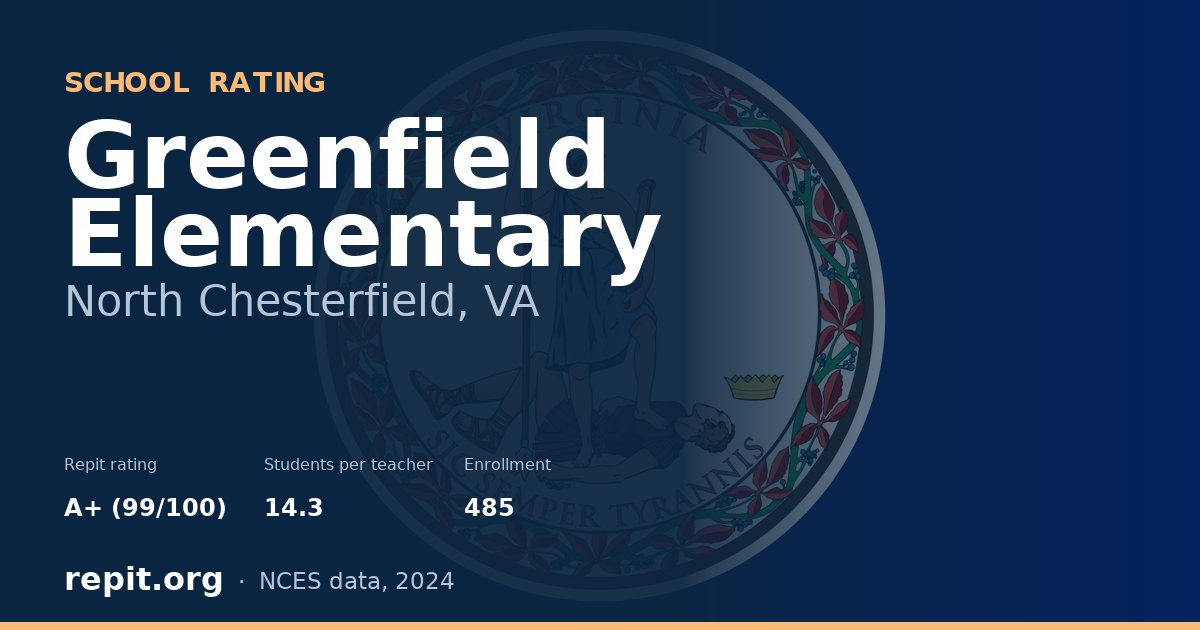 Greenfield Elementary, North Chesterfield, VA — Repit school rating A+ (99/100)