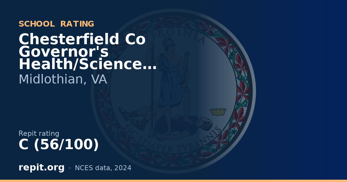 Chesterfield Co Governor's Health/Science Academy, Midlothian, VA — Repit school rating C (56/100)