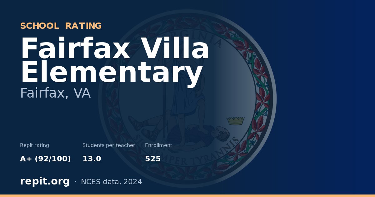 Fairfax Villa Elementary, Fairfax, VA — Repit school rating A+ (92/100)