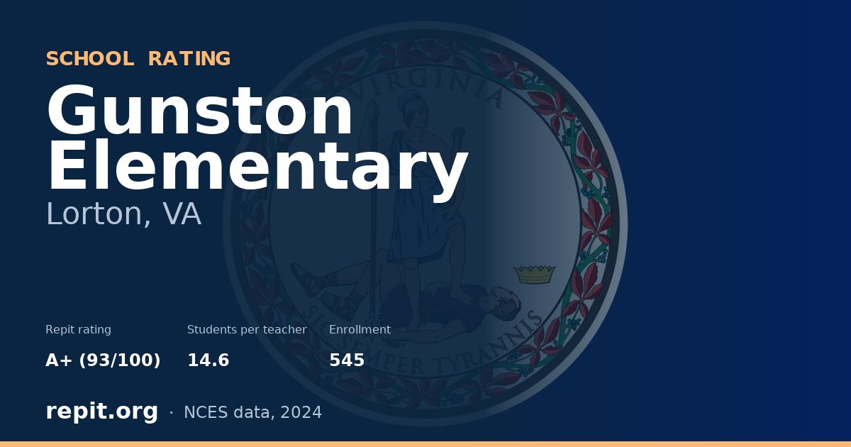 Gunston Elementary, Lorton, VA — Repit school rating A+ (93/100)