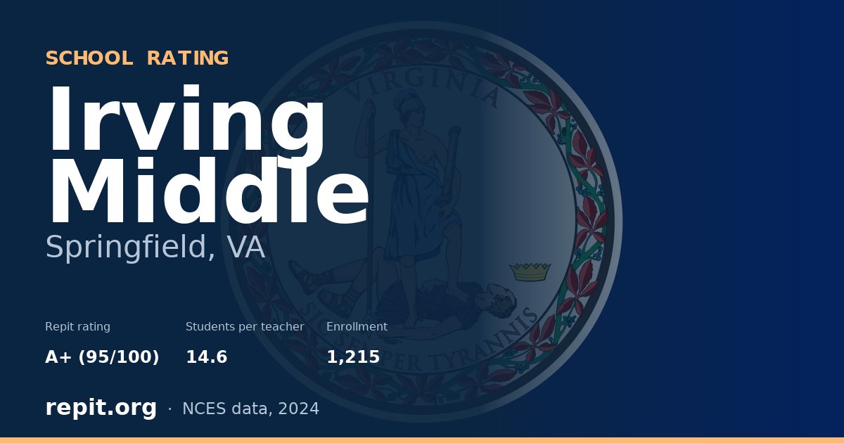 Irving Middle, Springfield, VA — Repit school rating A+ (95/100)