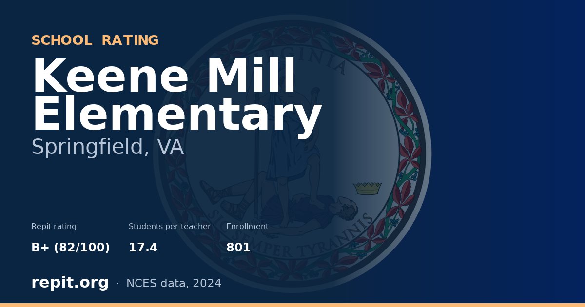 Keene Mill Elementary, Springfield, VA — Repit school rating B+ (82/100)