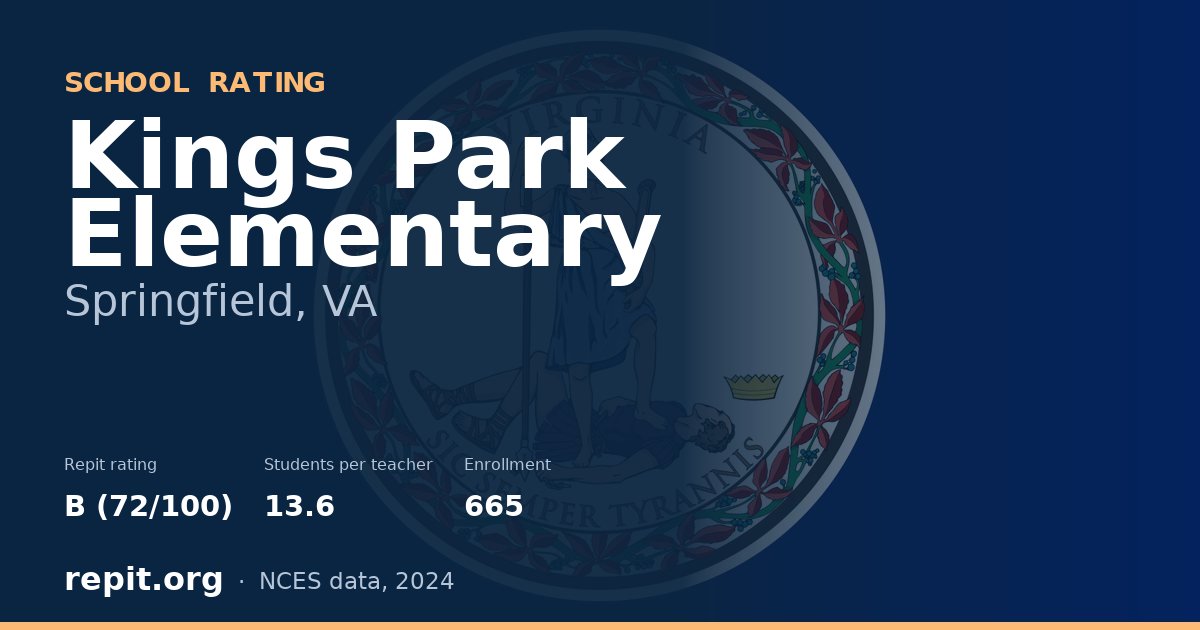 Kings Park Elementary, Springfield, VA — Repit school rating B (72/100)