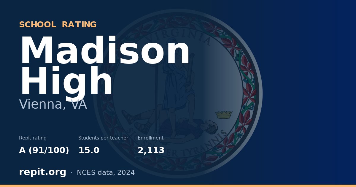 Madison High, Vienna, VA — Repit school rating A (91/100)