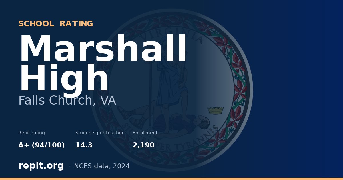 Marshall High, Falls Church, VA — Repit school rating A+ (94/100)