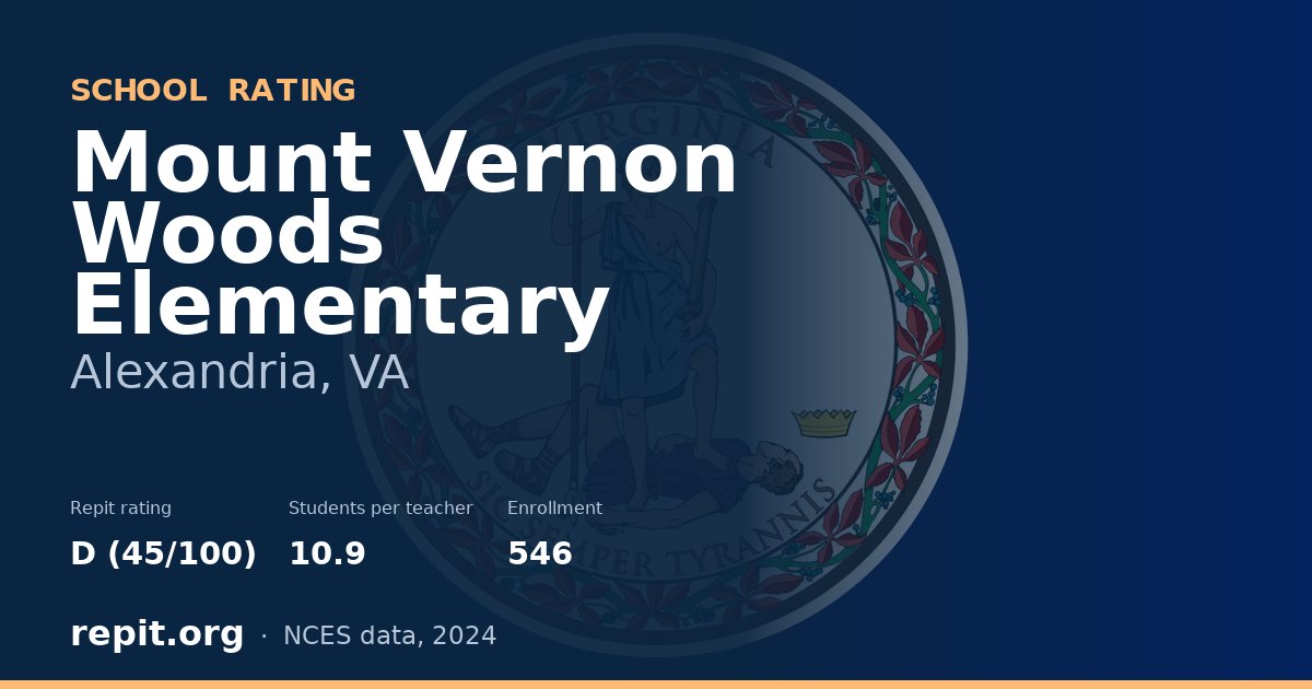 Mount Vernon Woods Elementary, Alexandria, VA — Repit school rating D (45/100)