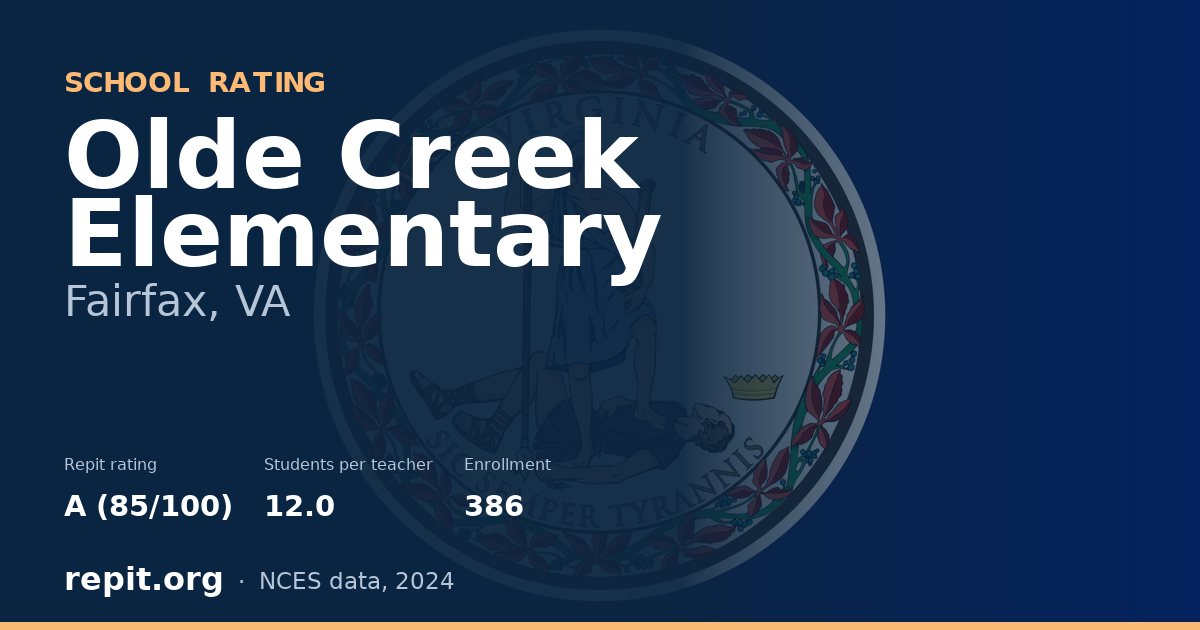 Olde Creek Elementary, Fairfax, VA — Repit school rating A (85/100)
