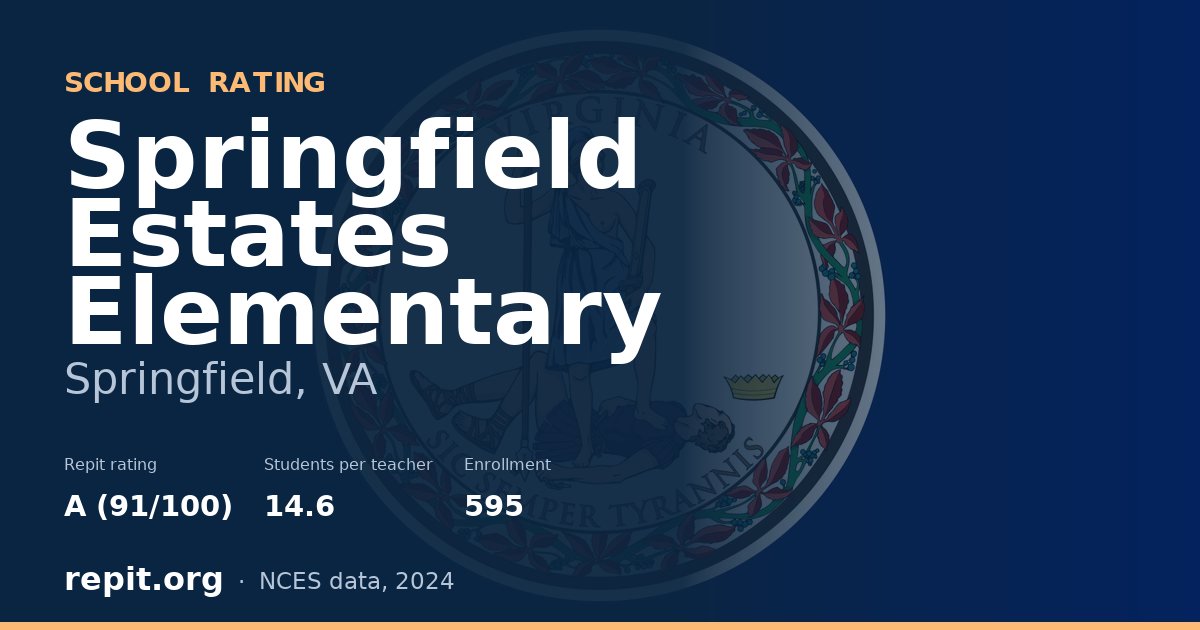 Springfield Estates Elementary, Springfield, VA — Repit school rating A (91/100)