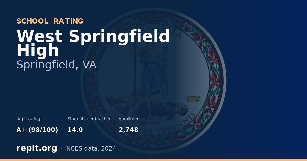 West Springfield High, Springfield, VA — Repit school rating A+ (98/100)