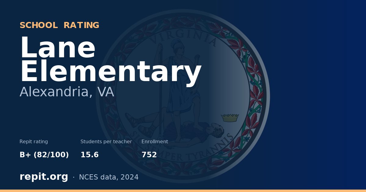 Lane Elementary, Alexandria, VA — Repit school rating B+ (82/100)