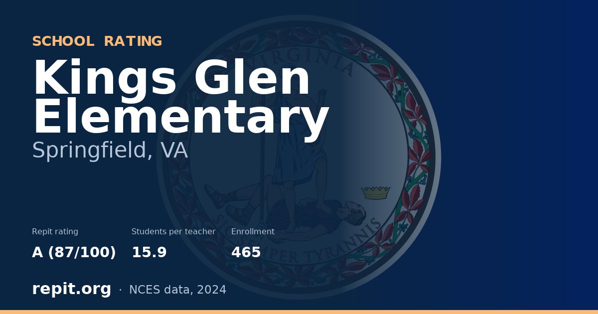 Kings Glen Elementary, Springfield, VA — Repit school rating A (87/100)