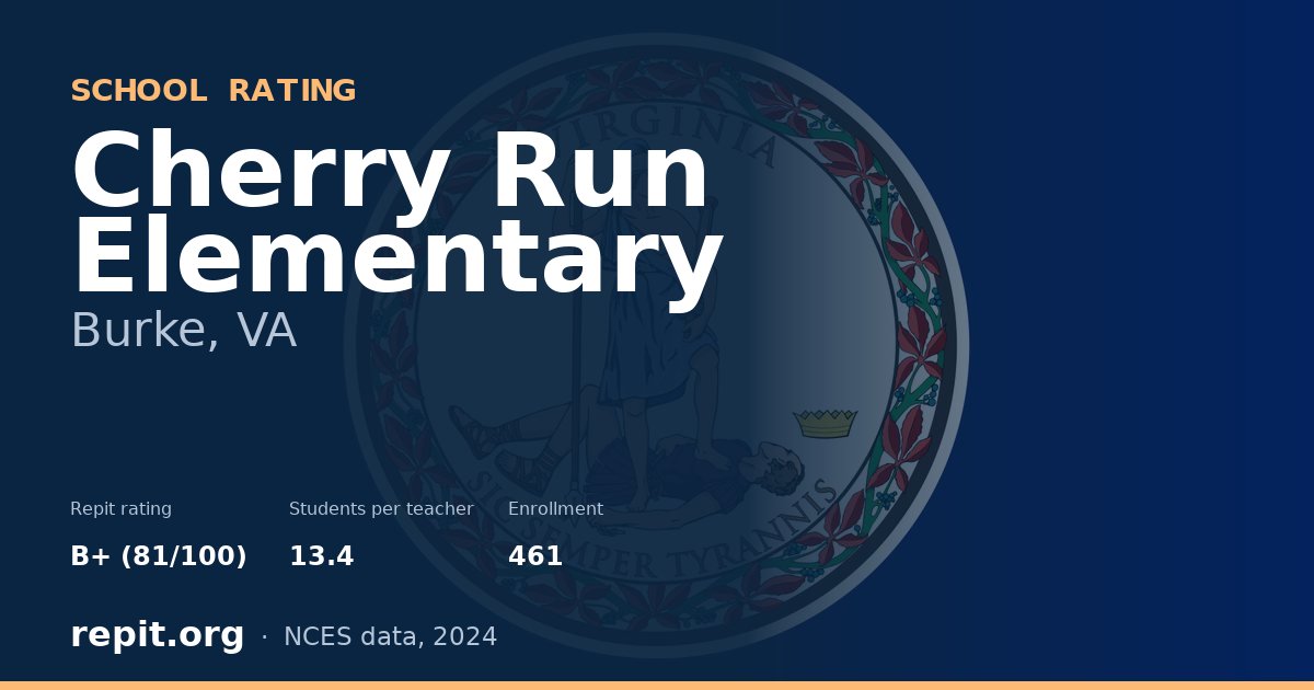 Cherry Run Elementary, Burke, VA — Repit school rating B+ (81/100)