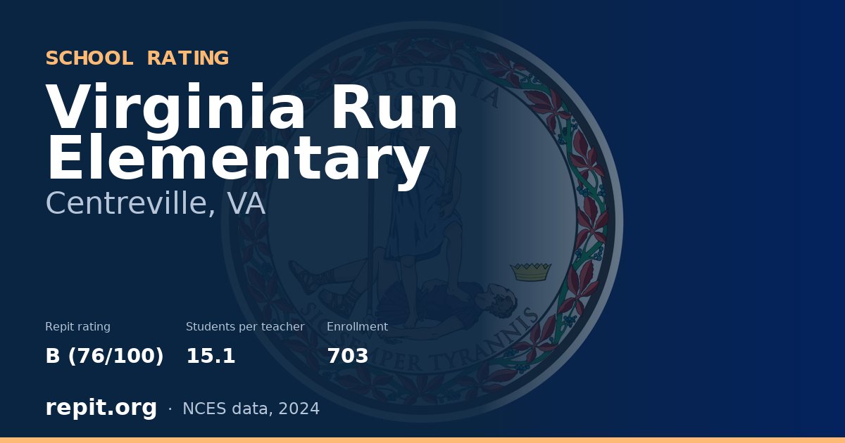 Virginia Run Elementary, Centreville, VA — Repit school rating B (76/100)
