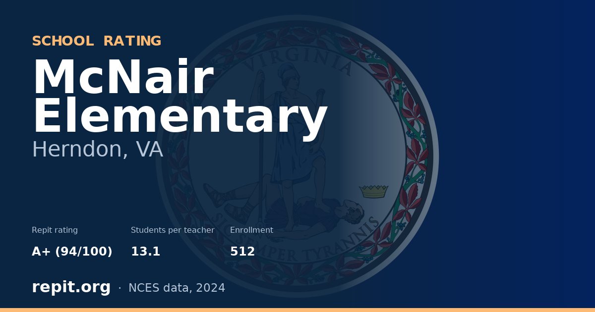 McNair Elementary, Herndon, VA — Repit school rating A+ (94/100)