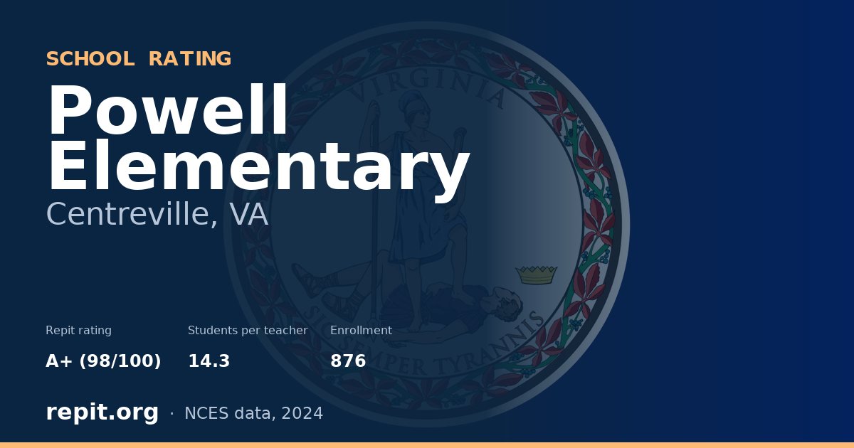 Powell Elementary, Centreville, VA — Repit school rating A+ (98/100)
