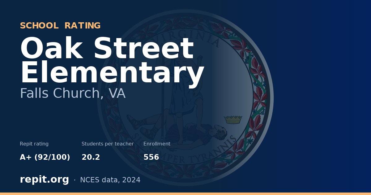 Oak Street Elementary, Falls Church, VA — Repit school rating A+ (92/100)