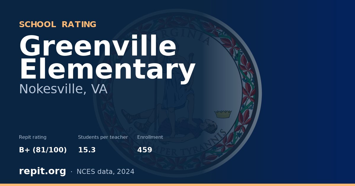 Greenville Elementary, Nokesville, VA — Repit school rating B+ (81/100)
