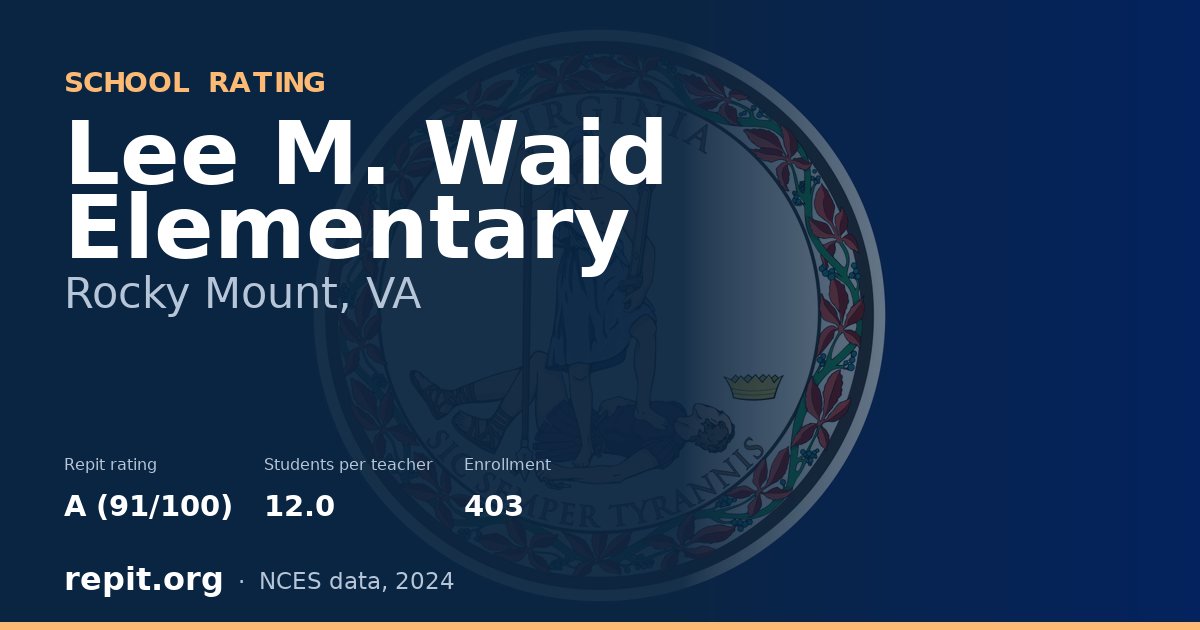 Lee M. Waid Elementary, Rocky Mount, VA — Repit school rating A (91/100)