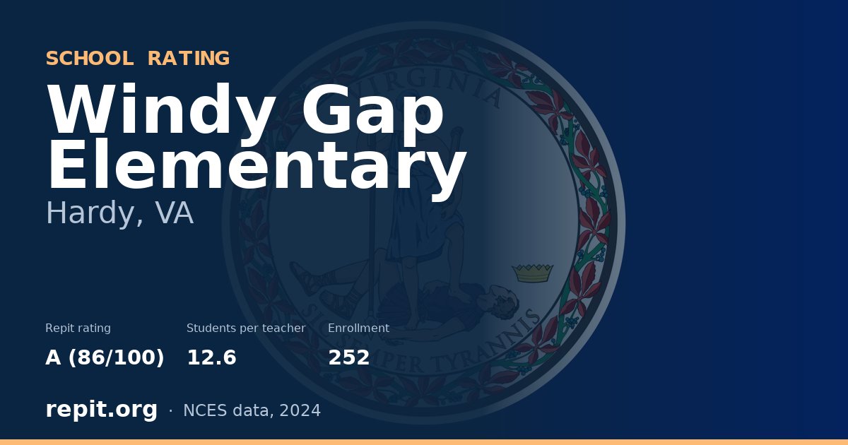 Windy Gap Elementary, Hardy, VA — Repit school rating A (86/100)