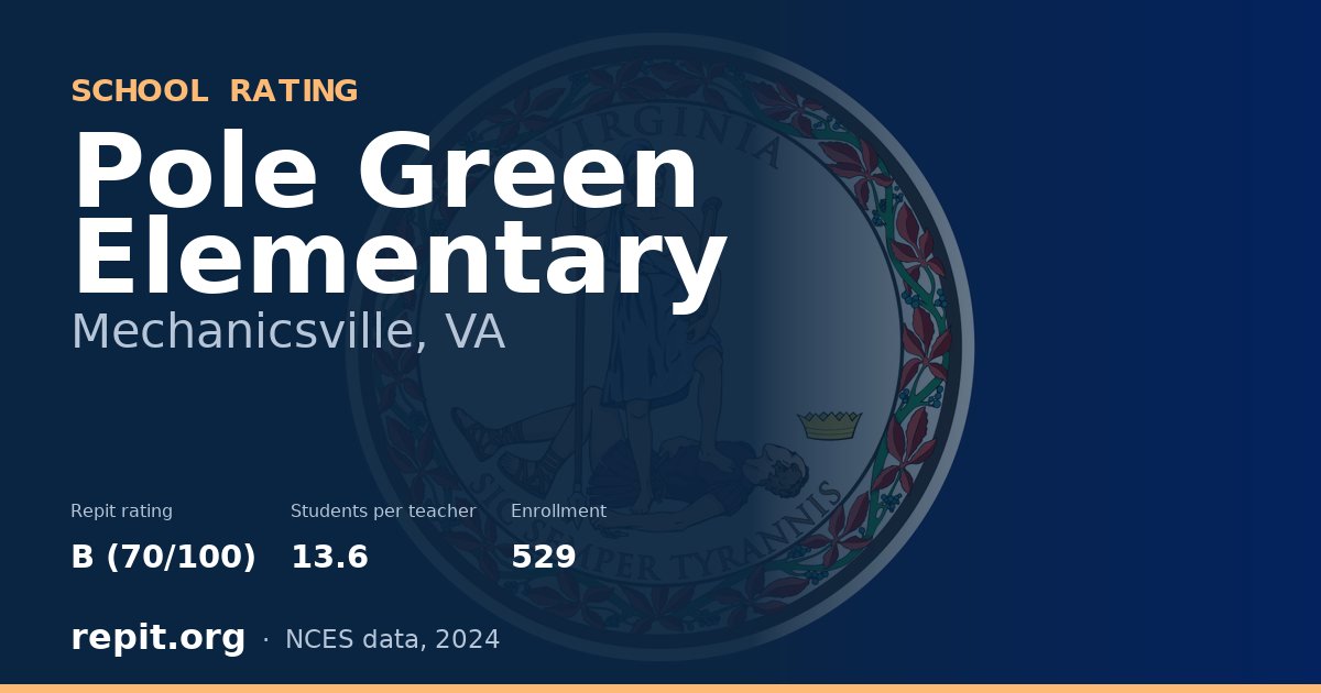 Pole Green Elementary, Mechanicsville, VA — Repit school rating B (70/100)