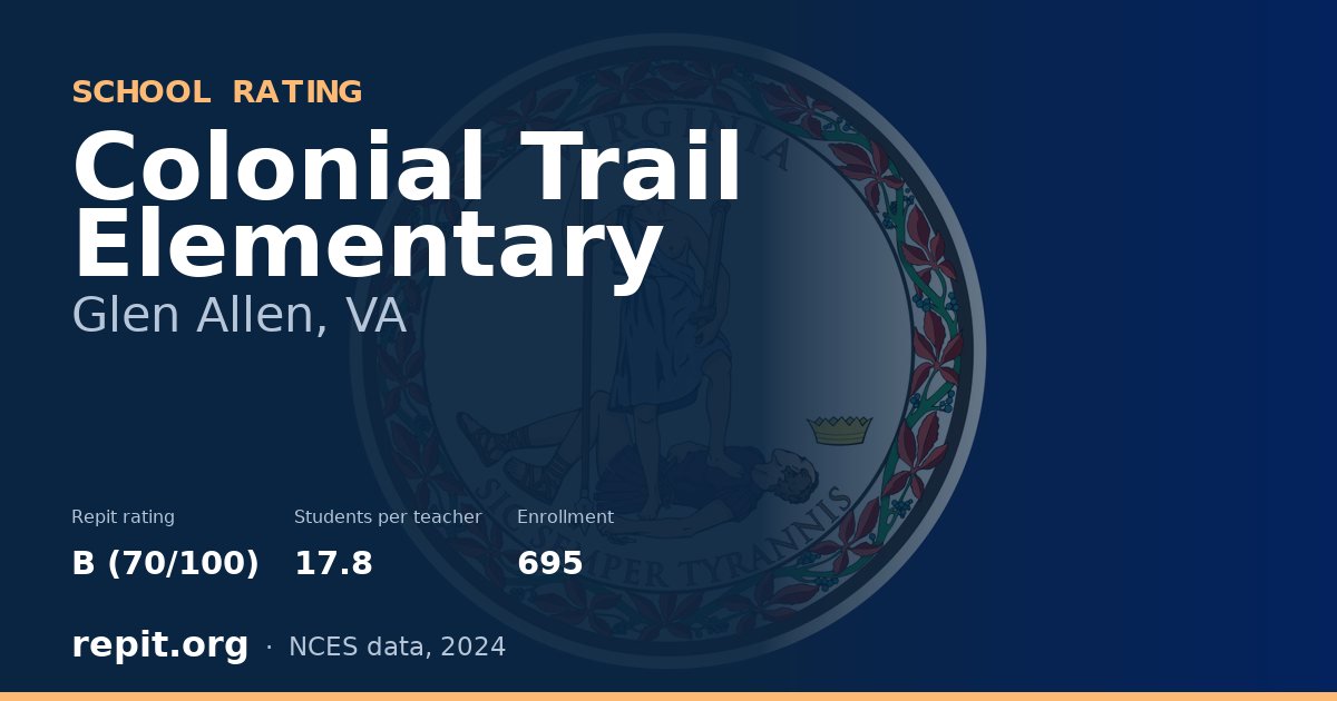 Colonial Trail Elementary, Glen Allen, VA — Repit school rating B (70/100)
