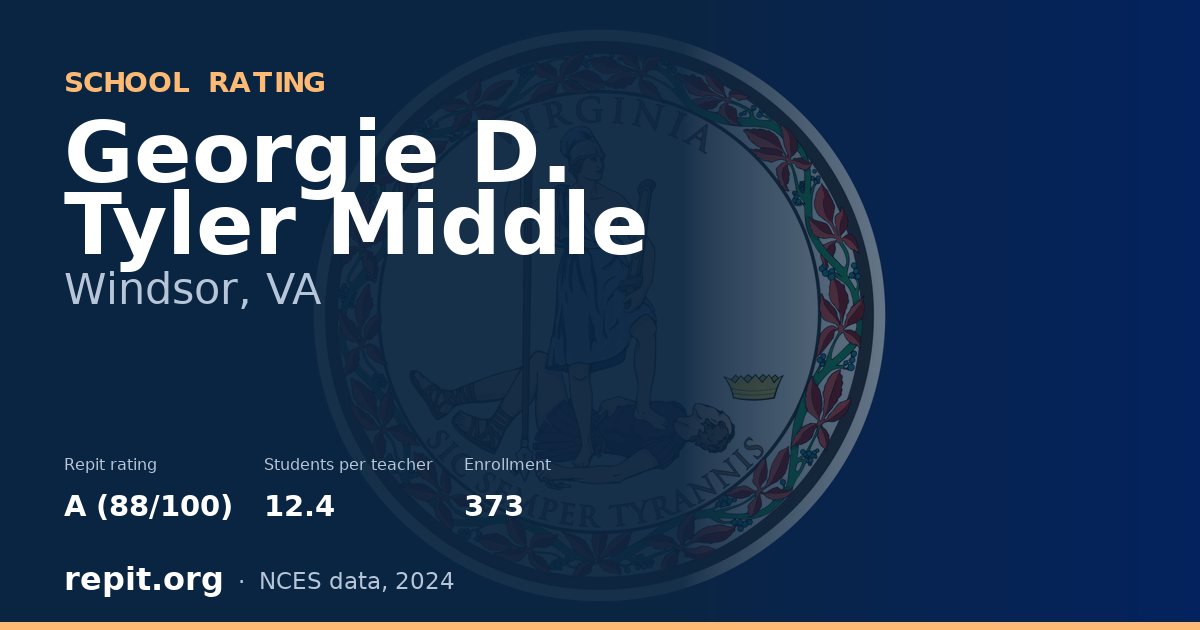 Georgie D. Tyler Middle, Windsor, VA — Repit school rating A (88/100)