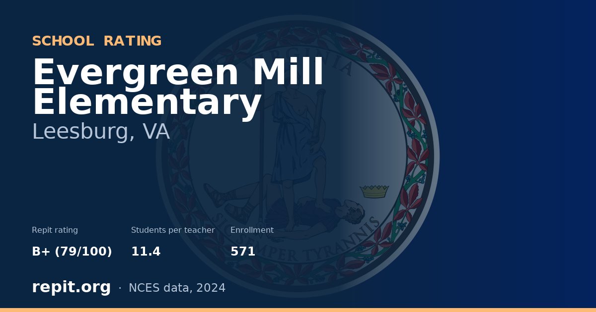 Evergreen Mill Elementary, Leesburg, VA — Repit school rating B+ (79/100)