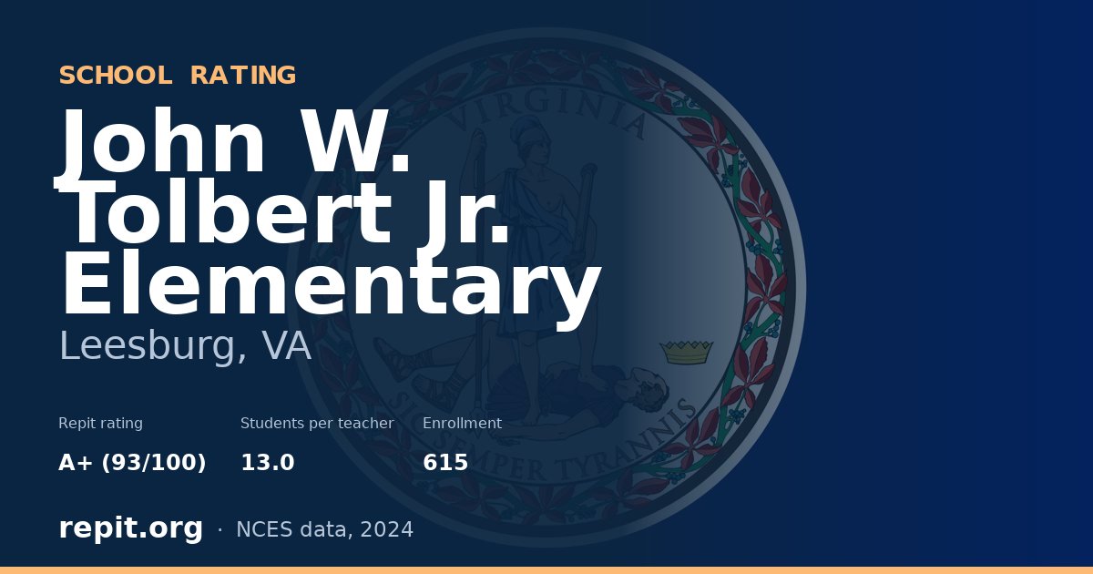 John W. Tolbert Jr. Elementary, Leesburg, VA — Repit school rating A+ (93/100)