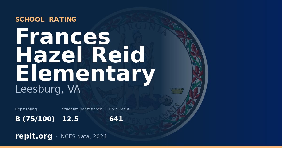 Frances Hazel Reid Elementary, Leesburg, VA — Repit school rating B (75/100)