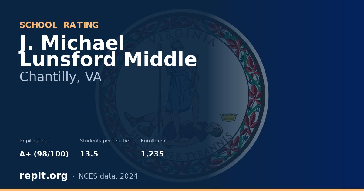 J. Michael Lunsford Middle, Chantilly, VA — Repit school rating A+ (98/100)