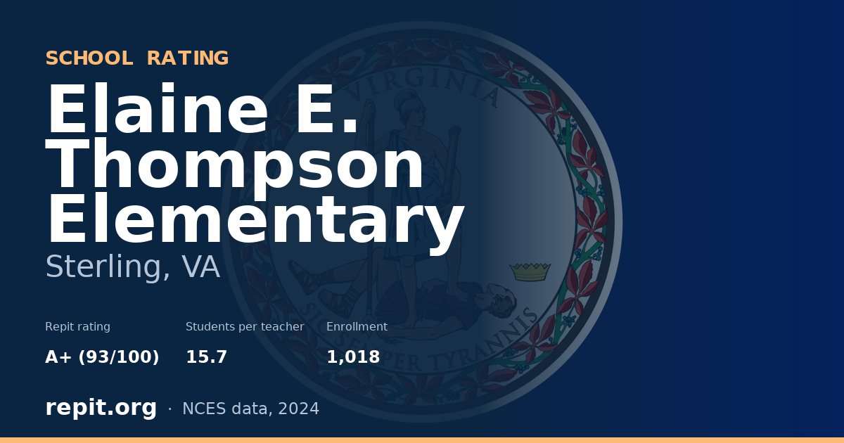 Elaine E. Thompson Elementary, Sterling, VA — Repit school rating A+ (93/100)