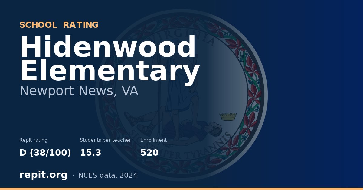 Hidenwood Elementary, Newport News, VA — Repit school rating D (38/100)