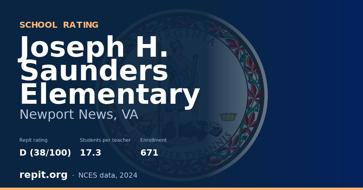 Joseph H. Saunders Elementary, Newport News, VA — Repit school rating D (38/100)