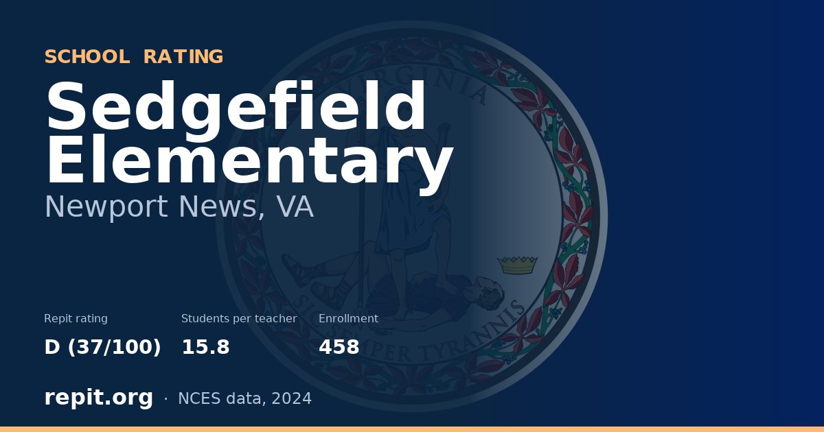 Sedgefield Elementary, Newport News, VA — Repit school rating D (37/100)