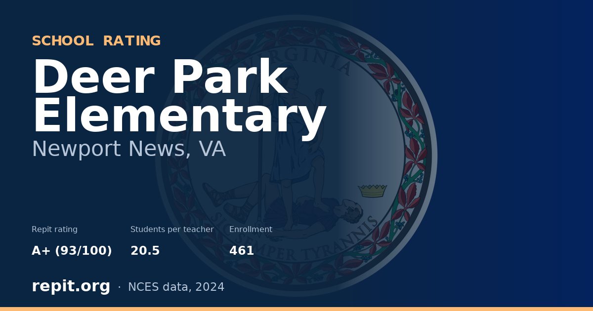 Deer Park Elementary, Newport News, VA — Repit school rating A+ (93/100)