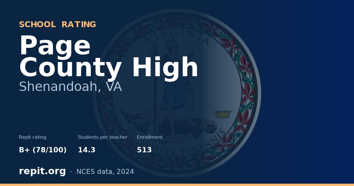 Page County High, Shenandoah, VA — Repit school rating B+ (78/100)