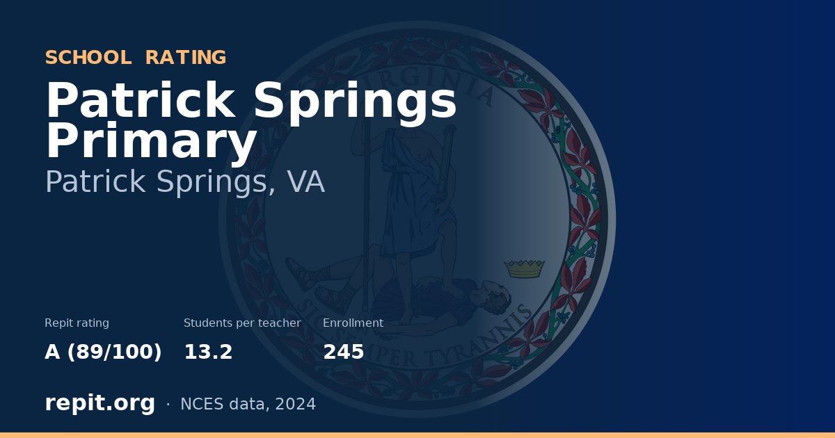Patrick Springs Primary, Patrick Springs, VA — Repit school rating A (89/100)