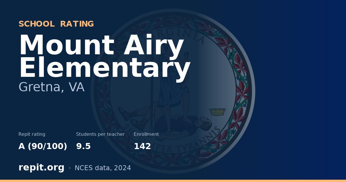Mount Airy Elementary, Gretna, VA — Repit school rating A (90/100)