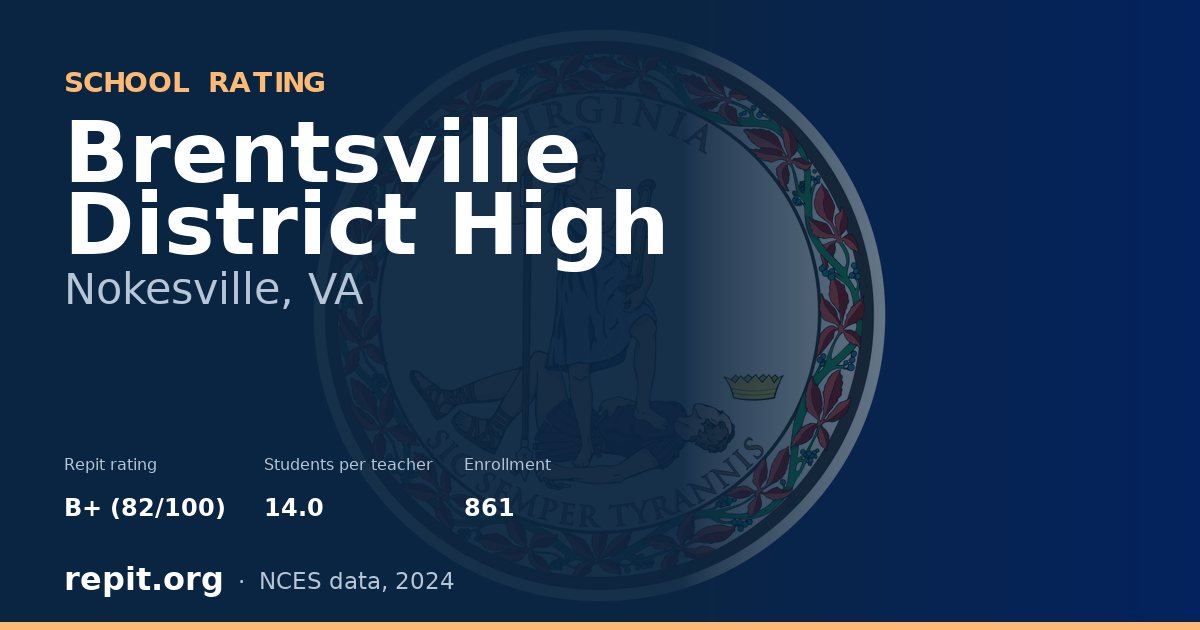 Brentsville District High, Nokesville, VA — Repit school rating B+ (82/100)