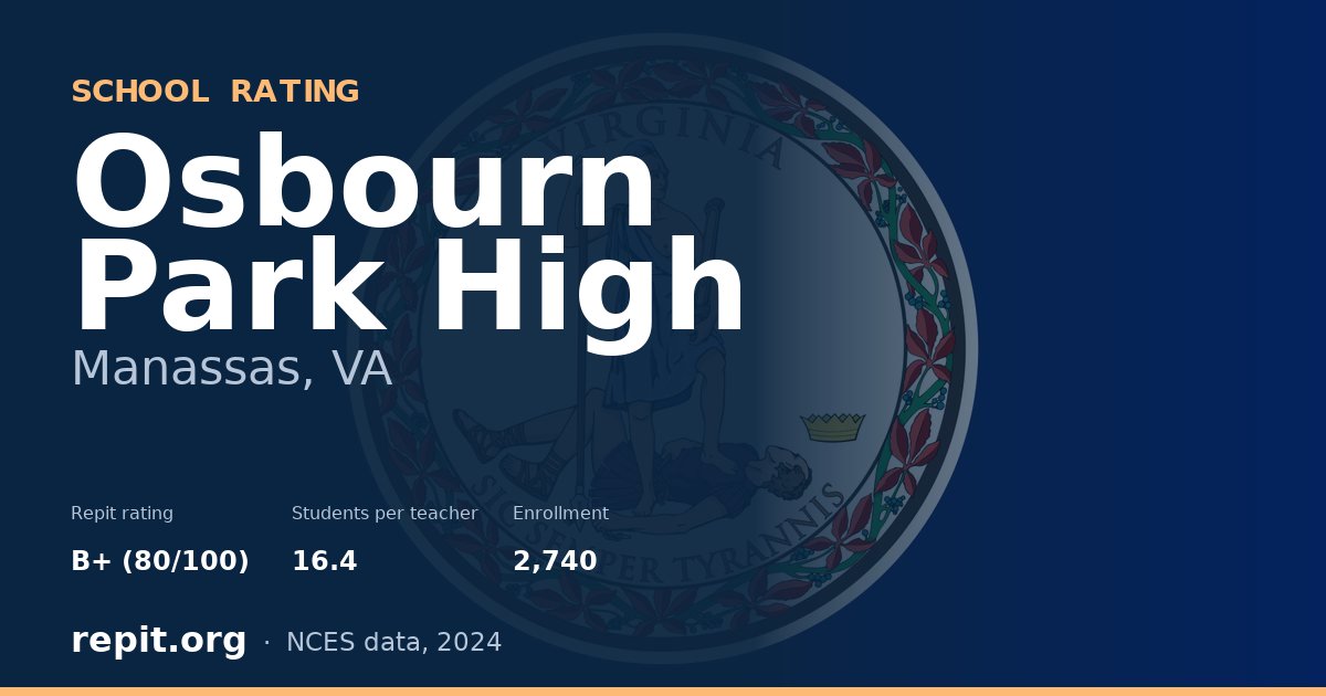Osbourn Park High, Manassas, VA — Repit school rating B+ (80/100)